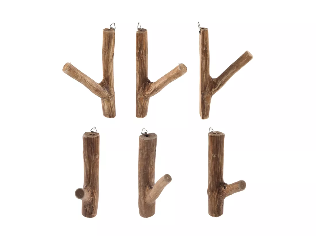 CROCHET DE VESTIAIRE Set de 6 LIMB racine de teck couleurs naturelles