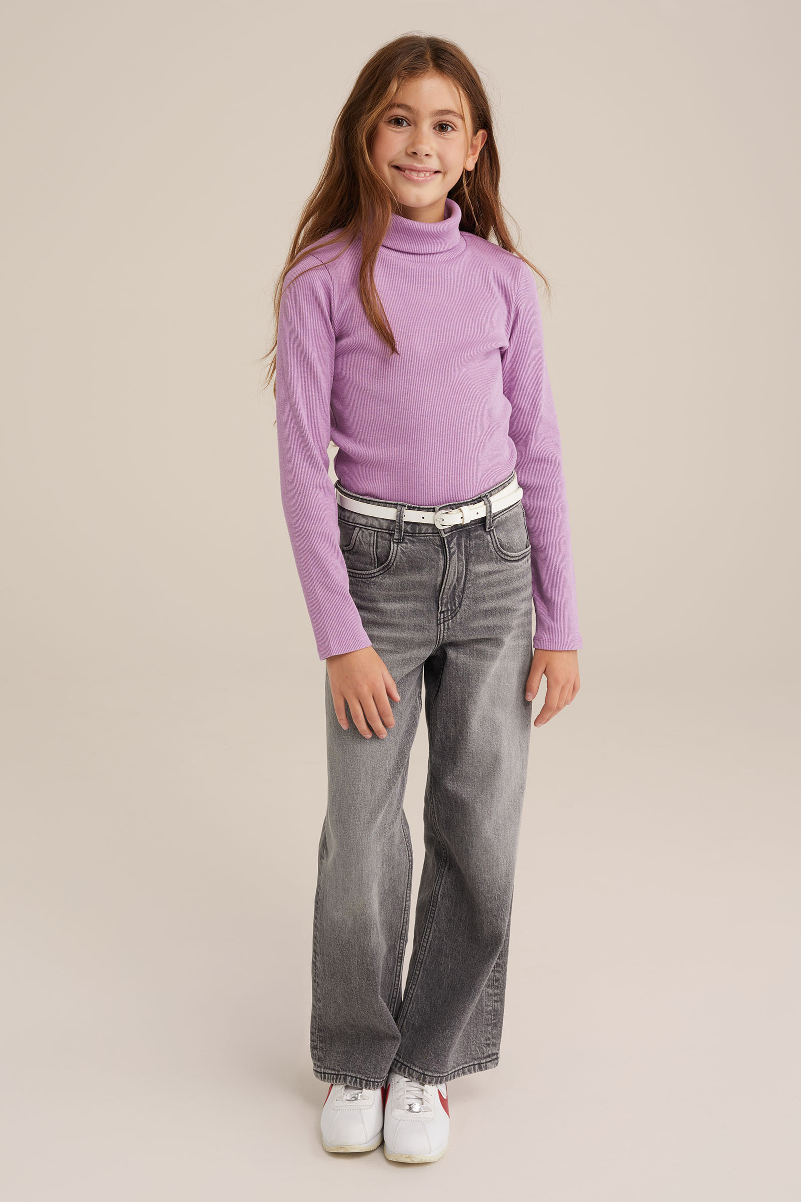 Meisjes T-shirtmet glittergaren WE Fashion Lichtpaars
