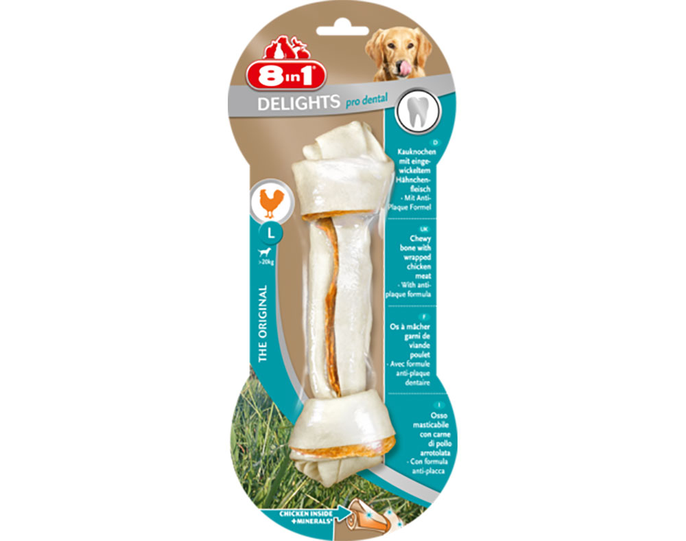 SNACKS PARA CÃO 8IN1 DELIGHTS PRO DENTAL L 1 UNIDADE