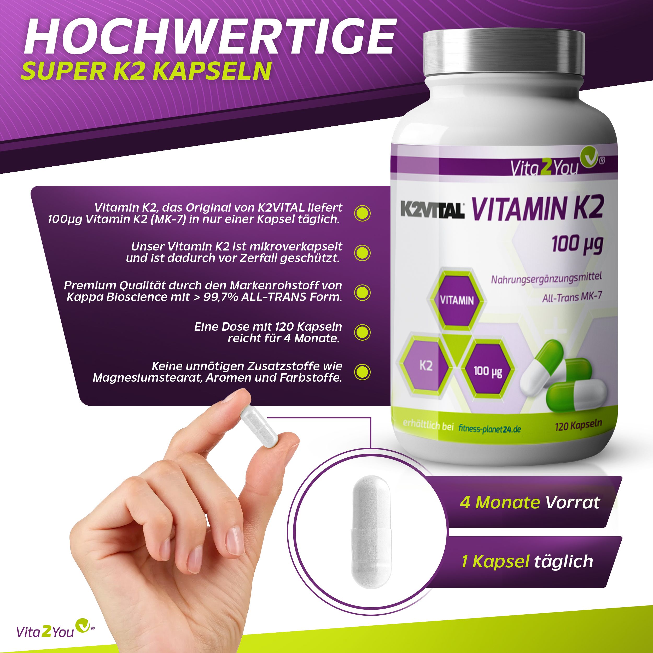Vita2You Vitamin K2 100µg Kapseln - all trans