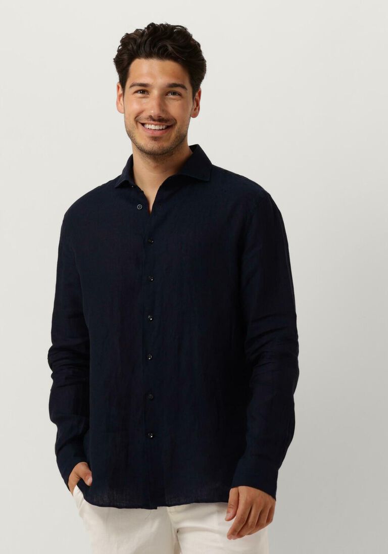 PROFUOMO donkerblauwe profuomo klassiek overhemd shirt x-cutaway sc linnen