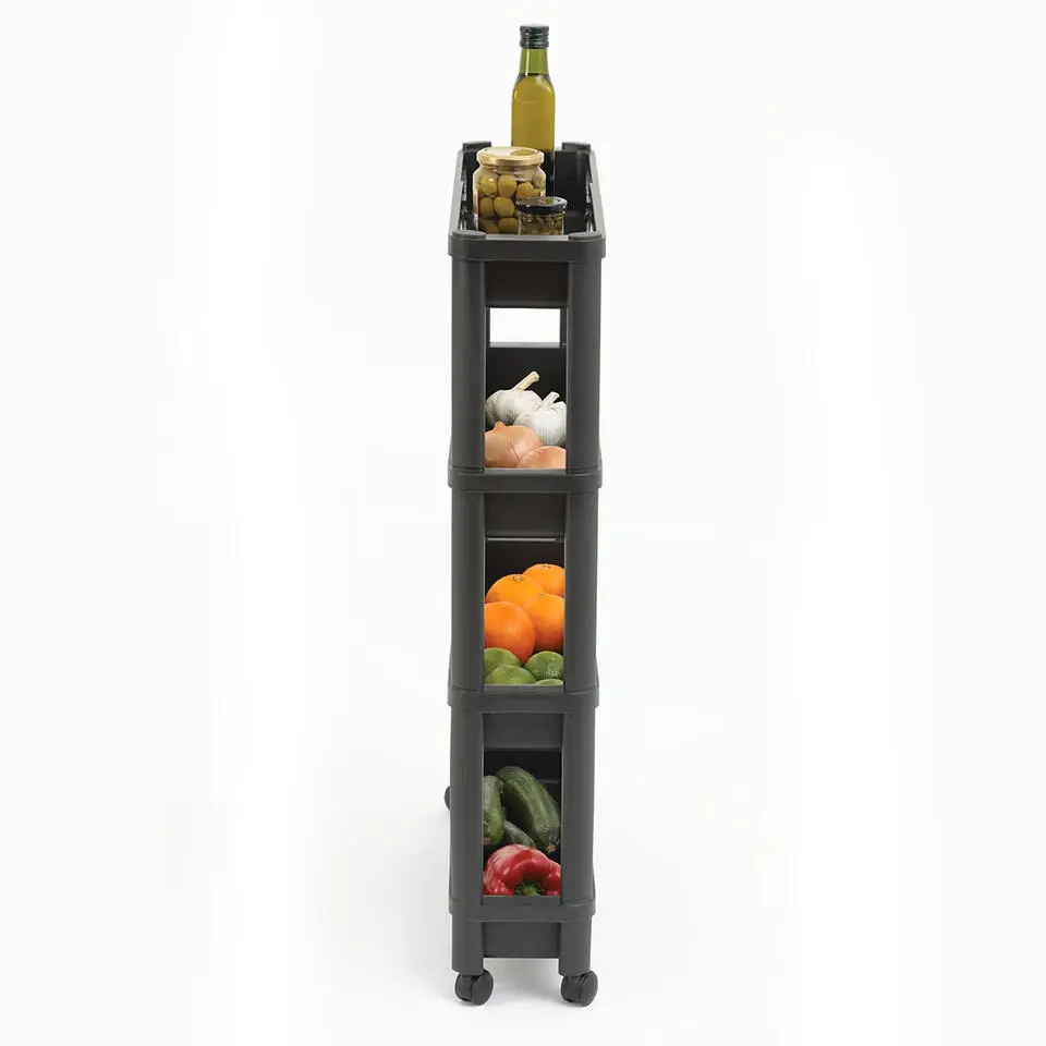 5Five Keuken/badkamer trolley 4 laags - 37 x 15 x 79 cm - zwart