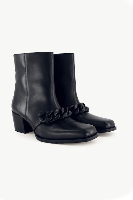 Leder-Stiefeletten, Kette, Wechselfußbett, Weite H