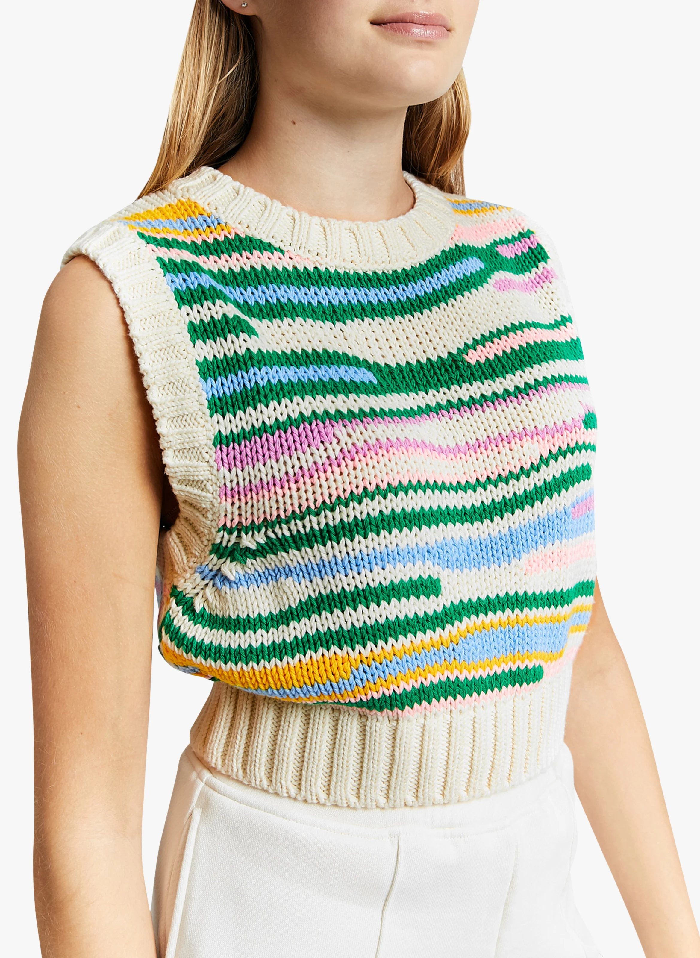 NOMAD - Gilet col rond en coton mélangé | Multicolore