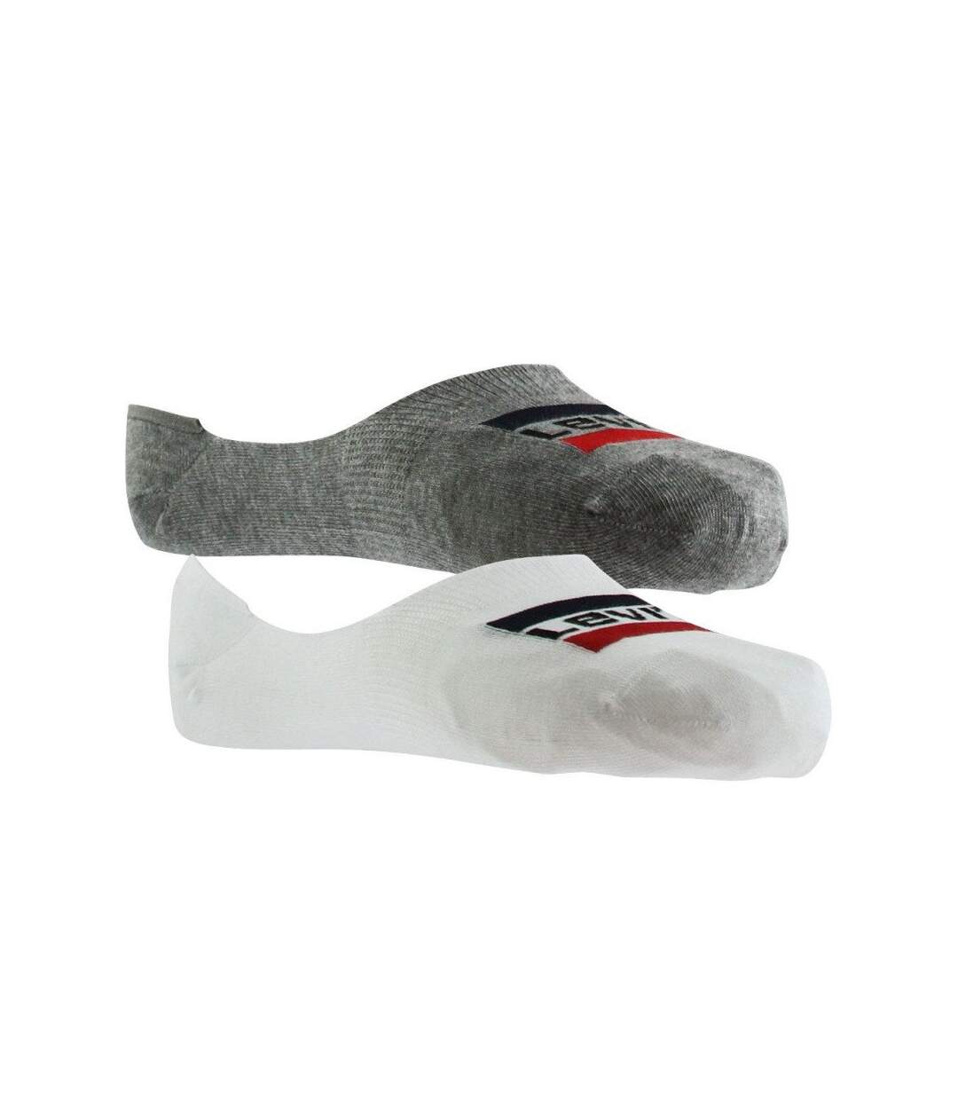 LEVI'S Lot de 2 paires d'Invisibles Mixte Coton LOW RISE Gris Blanc