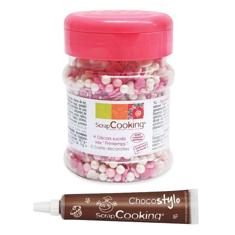 Décors sucrés Printemps + 1 Stylo chocolat Scrapcooking