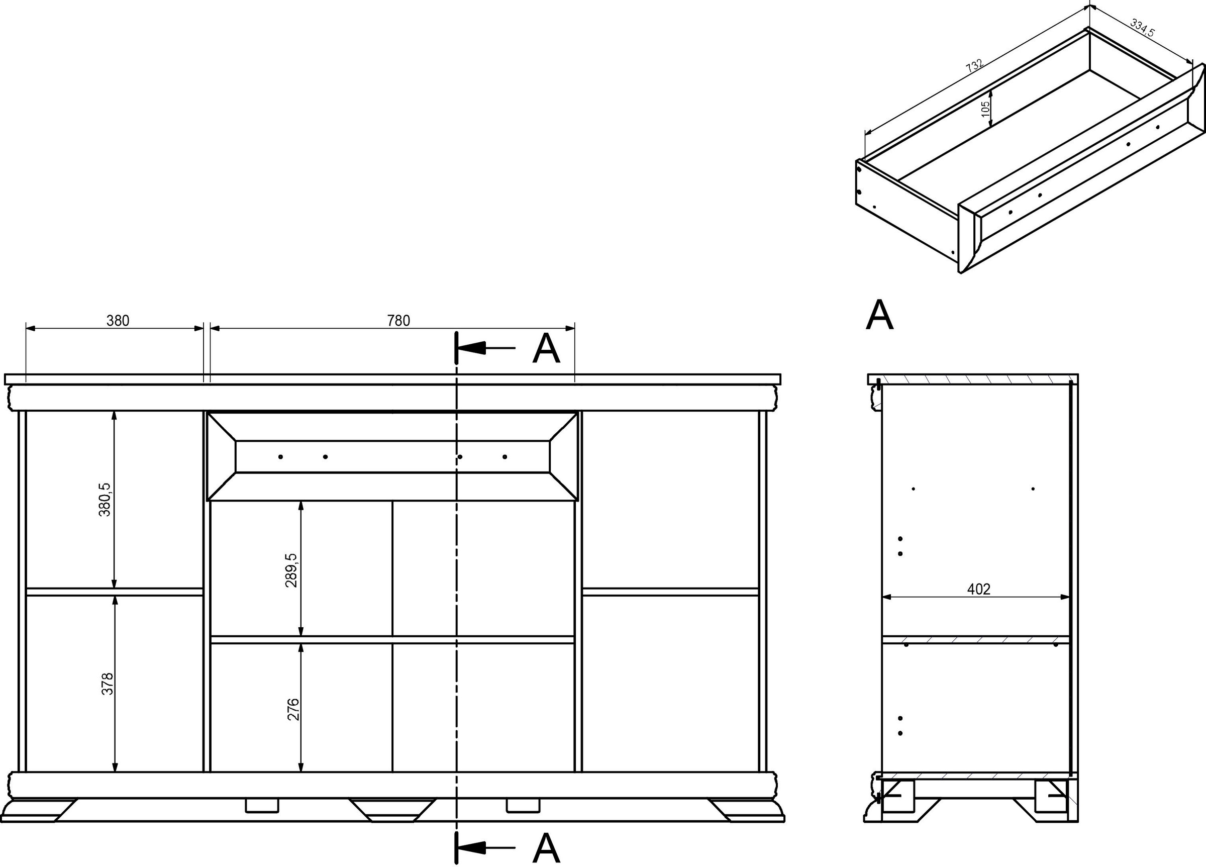 Home affaire Buffet »Royal« Breite ca. 168 cm
