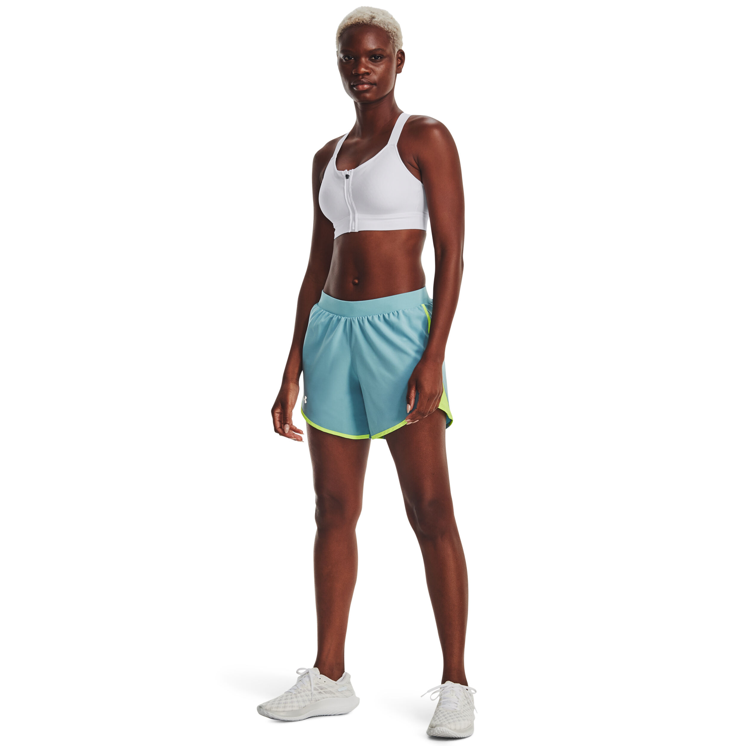 Under Armour Fly By Elite 5in Shorts Femmes - Bleu Clair , Jaunes Fluo