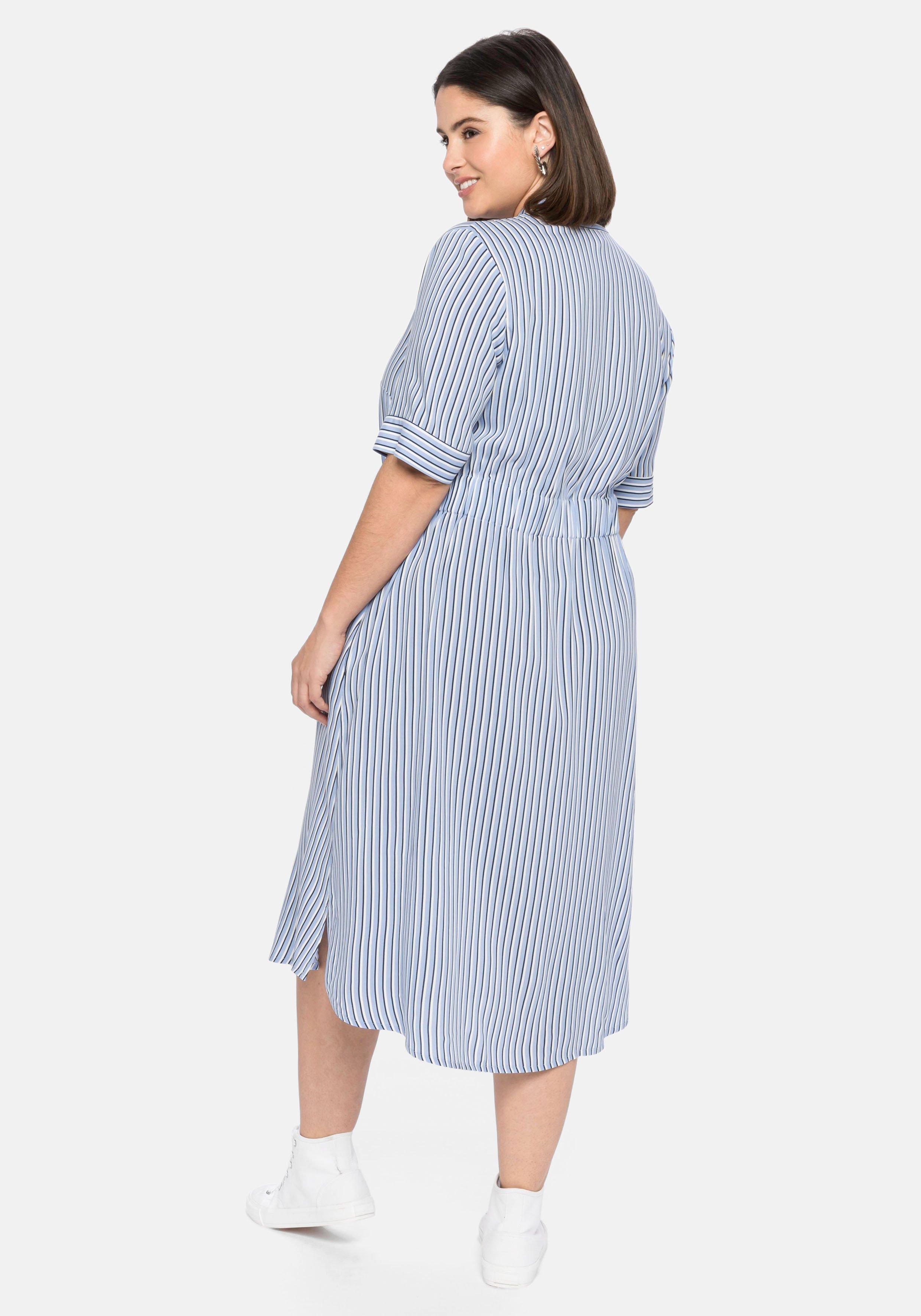 Blusenkleid mit Streifen und Bindeband