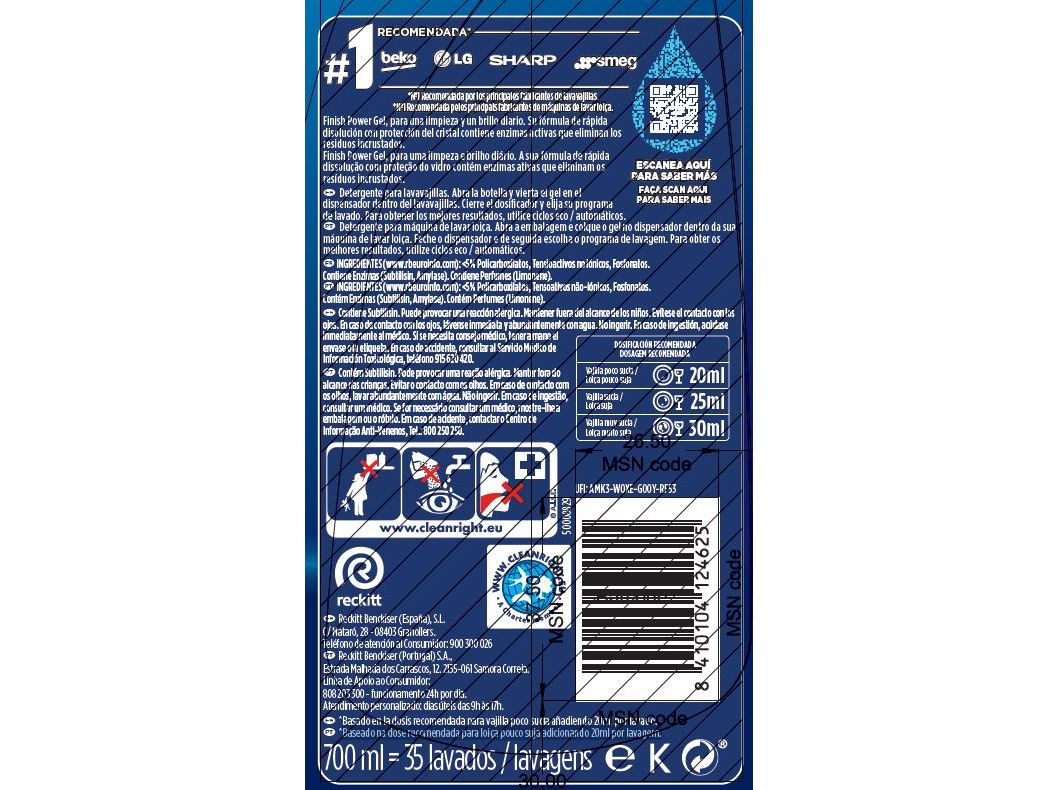 DETERGENTE LOIÇA MÁQUINA FINISH GEL POWER LIMÃO 35DOSES