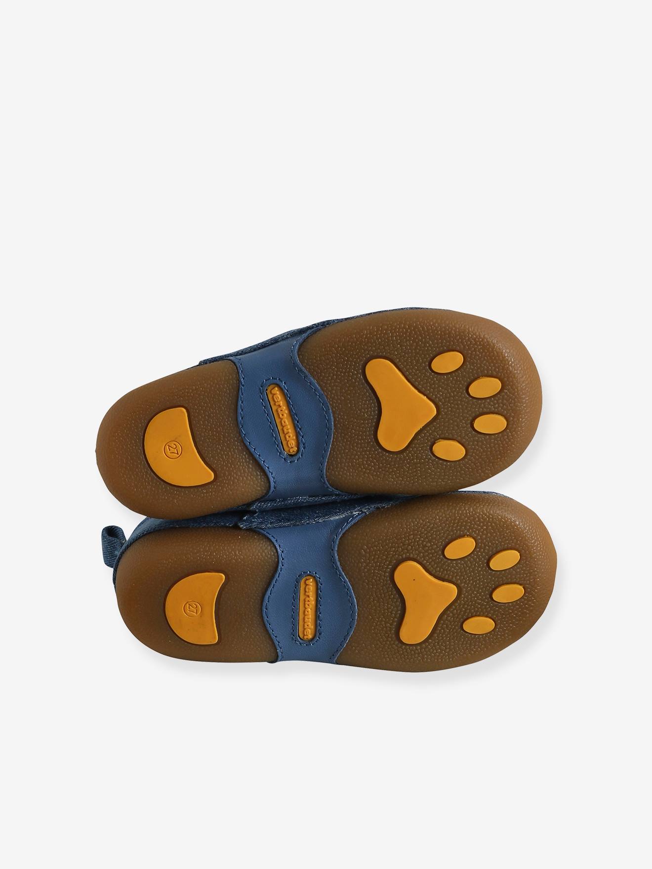 Pantufas infantis de lona azul com elástico