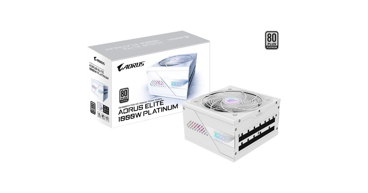 GIGABYTEAORUS ELITE GP-AE1000PM PG5 ICE modulaire 1000 watt voeding   (Wit, 1x 12VHPWR, 6x PCIe)