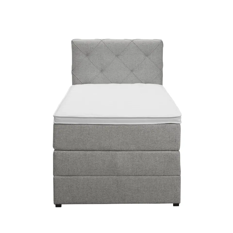 Boxspring met opbergruimte Liv geruit - lichtgrijs - 90x200 cm