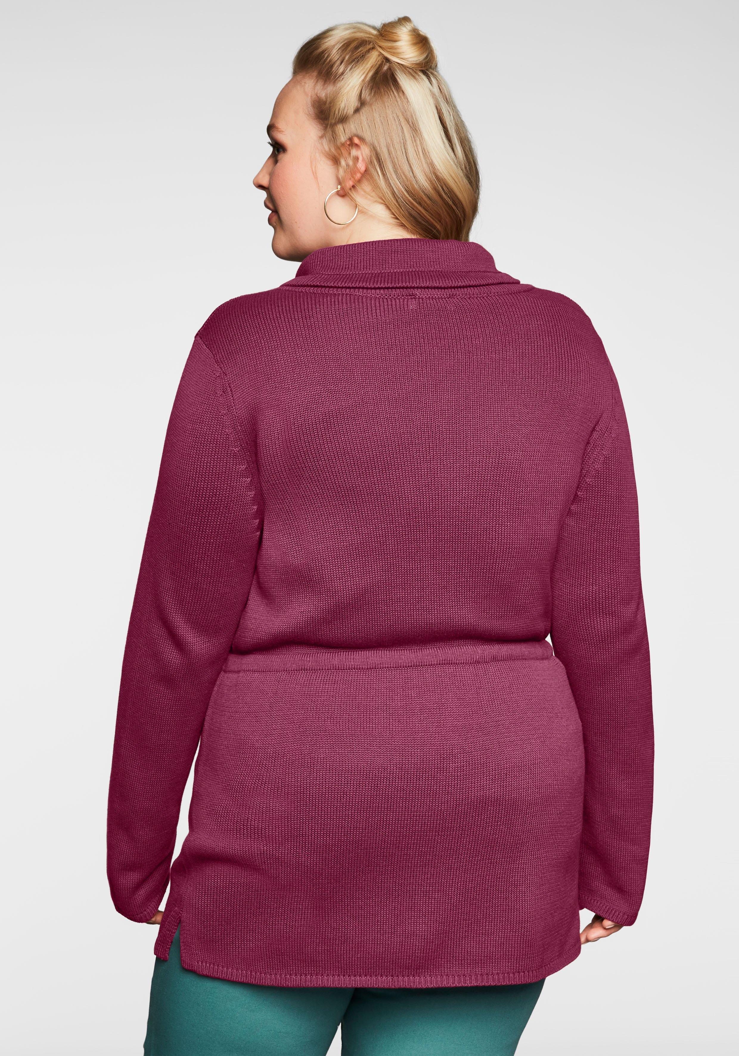 Strickjacke mit Reißverschluss und Taillen-Tunnelzug