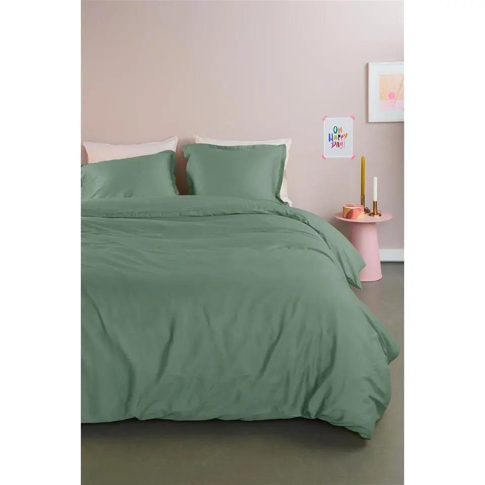 Ambiante Satin Uni dekbedovertrek - 140x200/220 - Groen