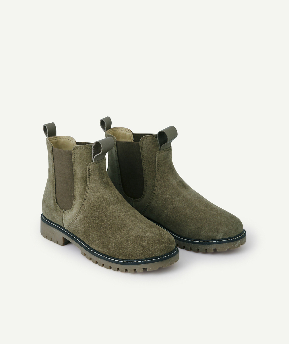 BOTTINES GARÇON EN CUIR KAKI