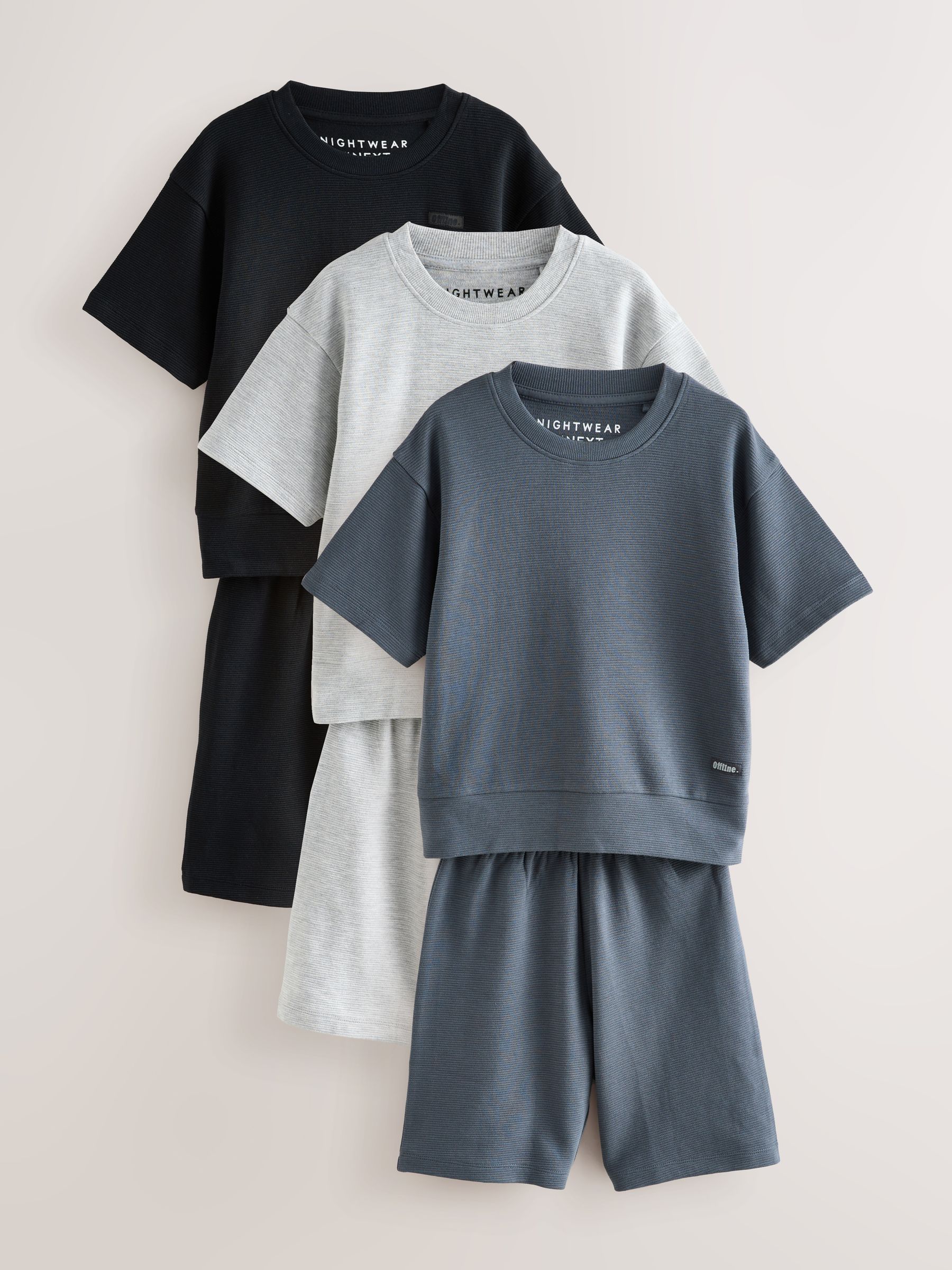 Zwart/grijs - Set van 3 pyjama's met short (3-16 jr)