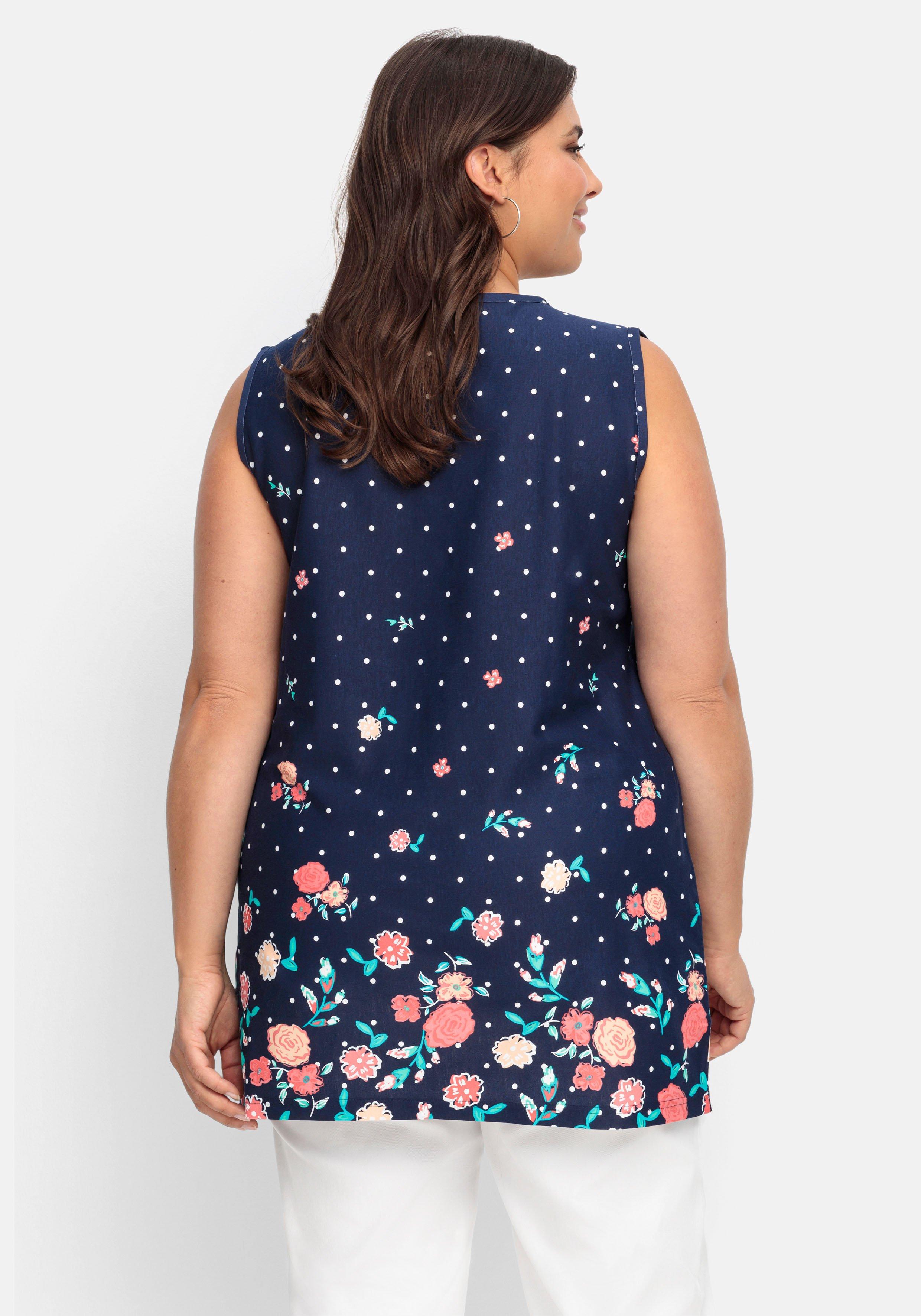 Longtop mit Blütenprint und Punkten