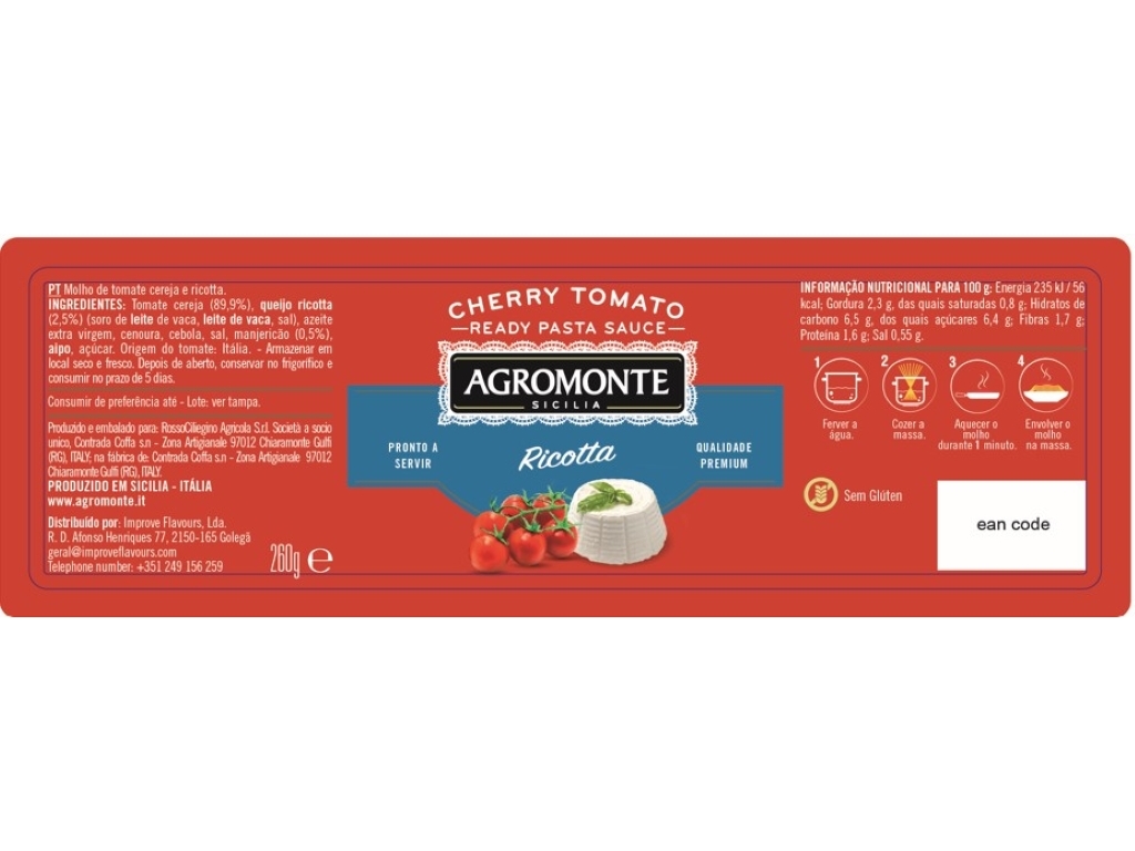 MOLHOS TOMATE CHERRY AGROMONTE RICOTTA 260G