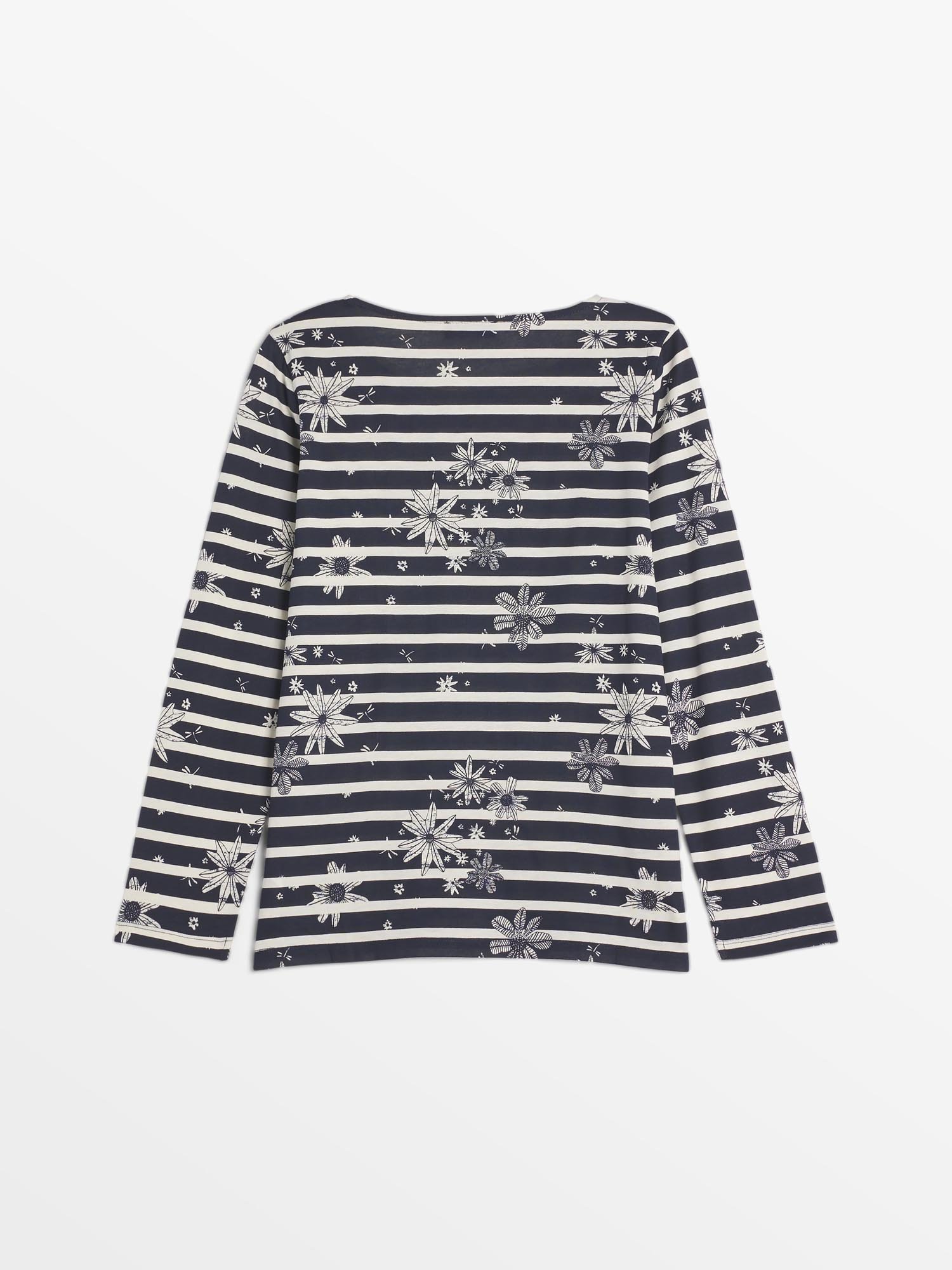 Tee Shirt Femme A Rayures Manches Longues Marine