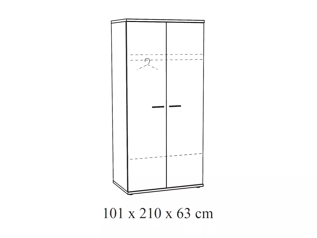 Armoire robuste pour chambre d'enfant avec 2 portes battantes collection OLGA coloris blanc effet bois