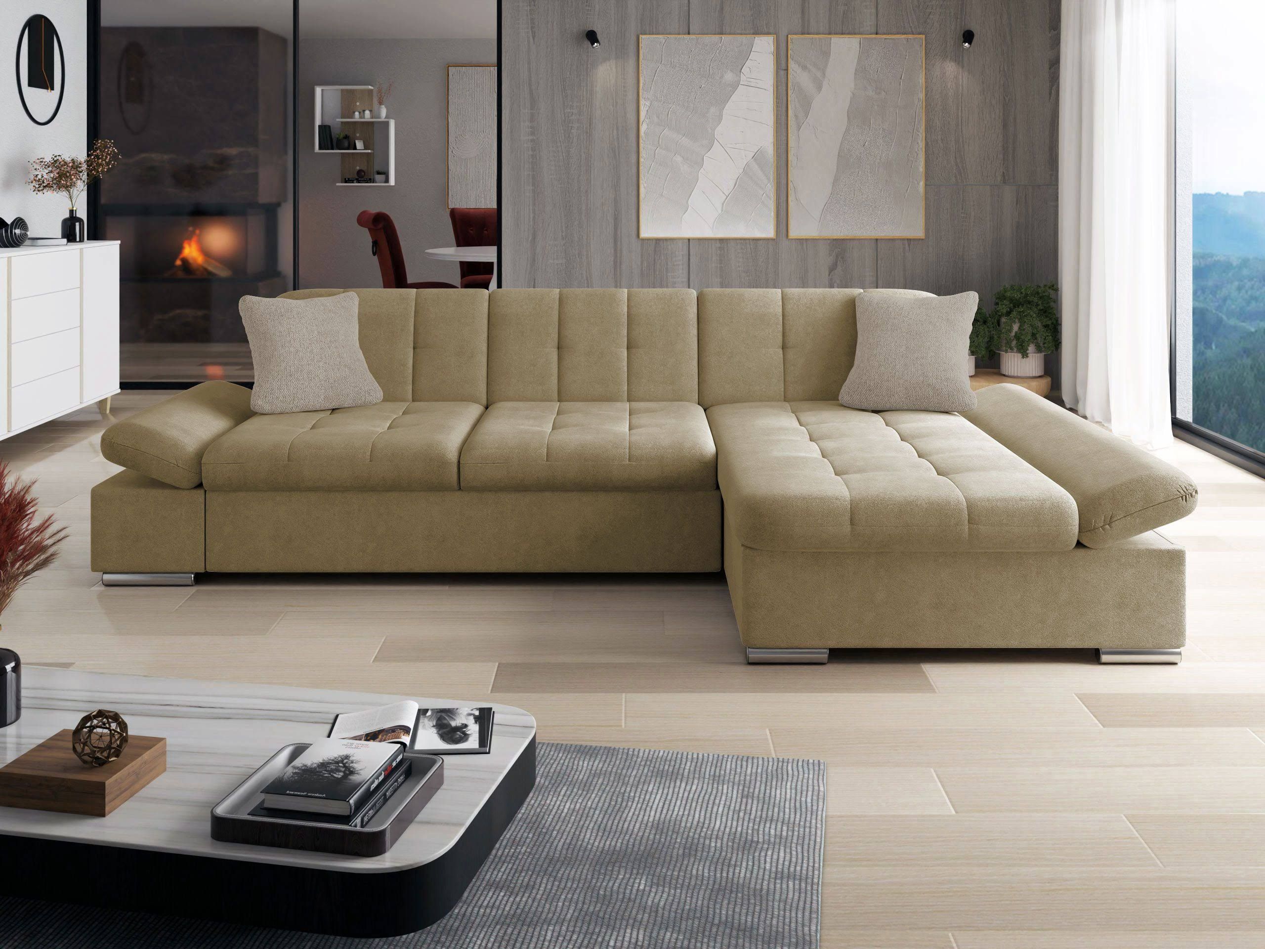 MIRJAN24 Ecksofa Malwi 278 x 76 x 161cm Ecke davorstehend Schlaffunkti