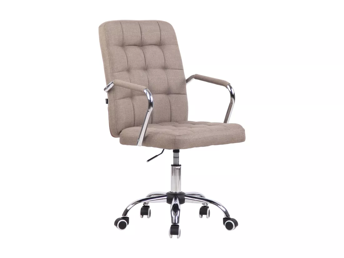 Chaise de bureau - Tissu & Métal chromé - Taupe - Terni
