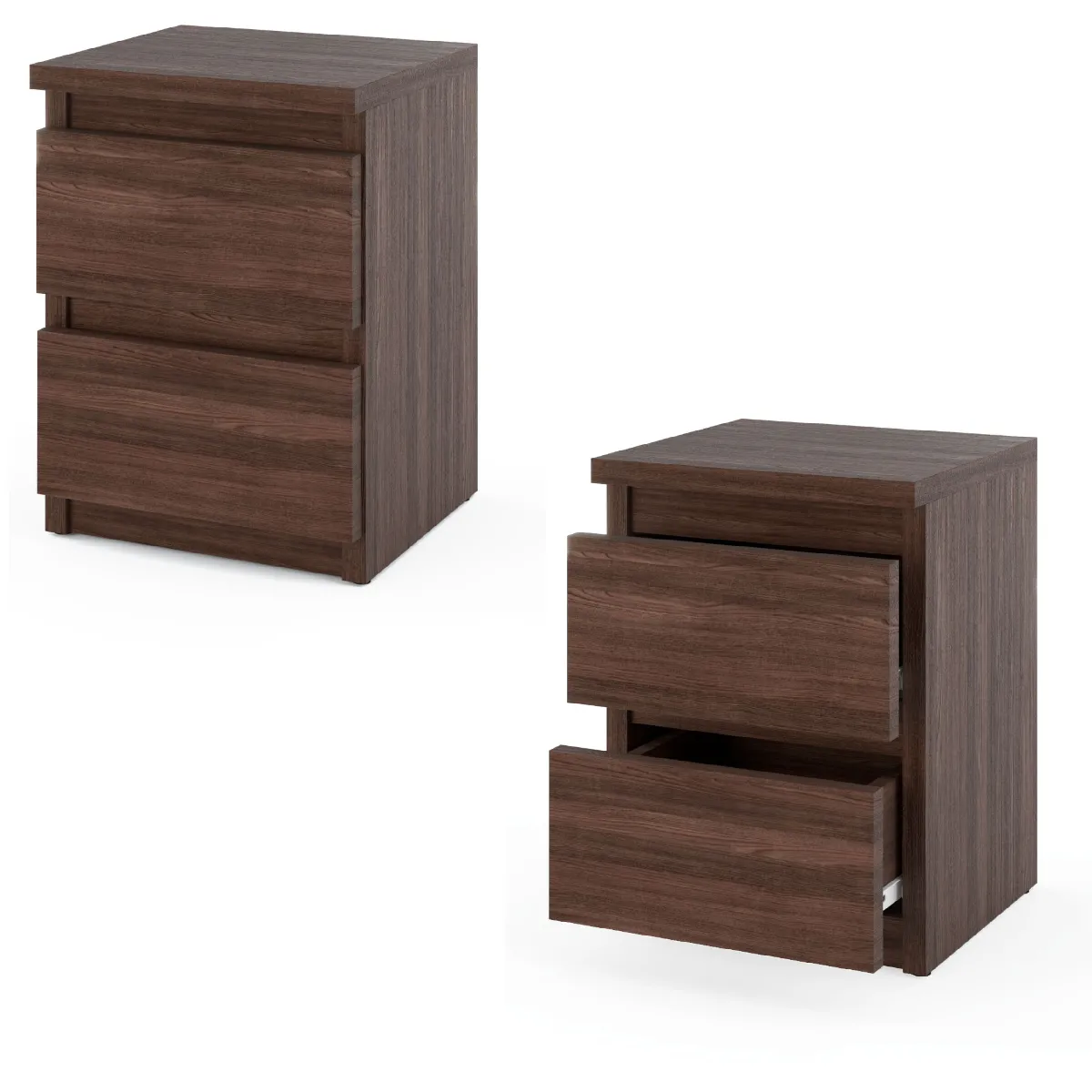 Table de chevet - Chêne Wenge - 2 tiroirs