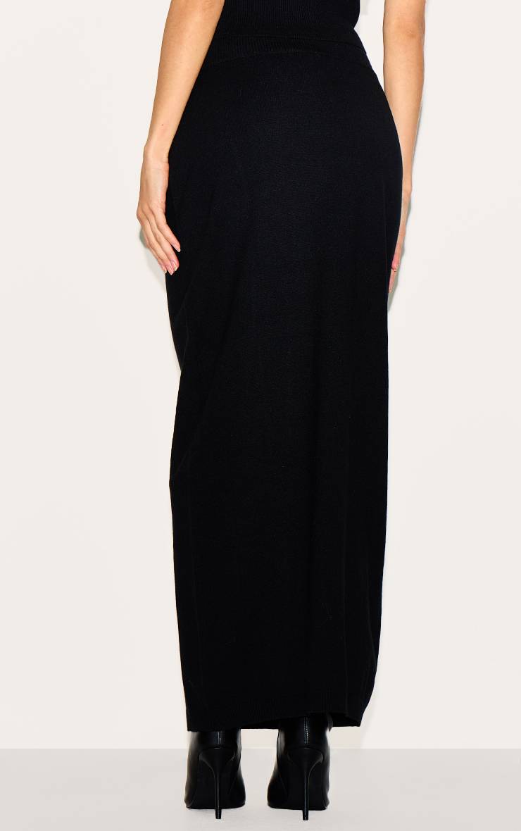 Noir Jupe Longue En Maille Basique