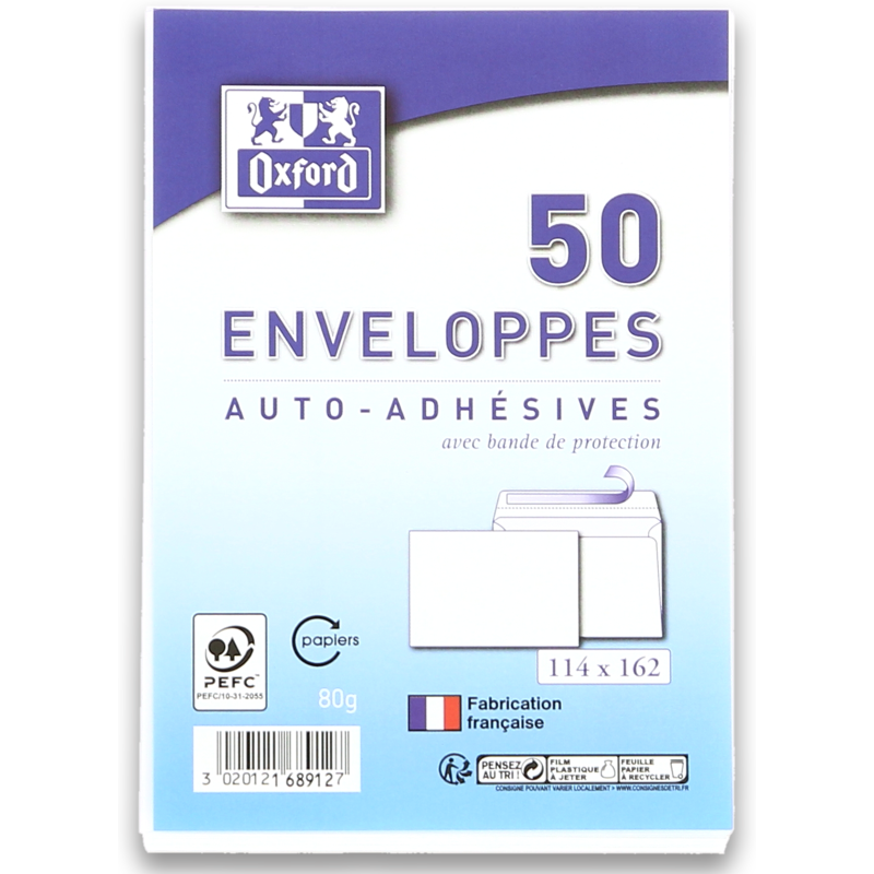 EnveloPPe Oxford 114X162 X50 Auto Adhesive