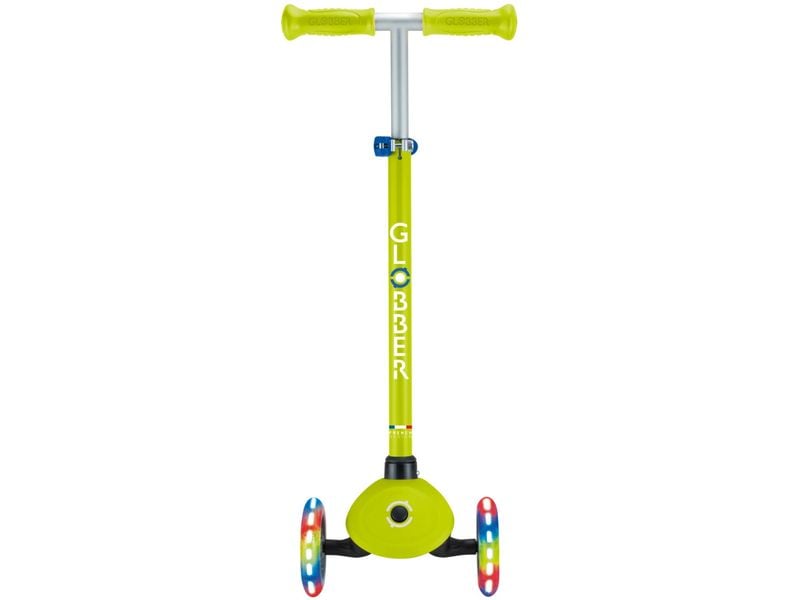 GLOBBER Scooter Primo Lights Limettengrün 3-Rad-Roller mit Beleuchtung für Kinder