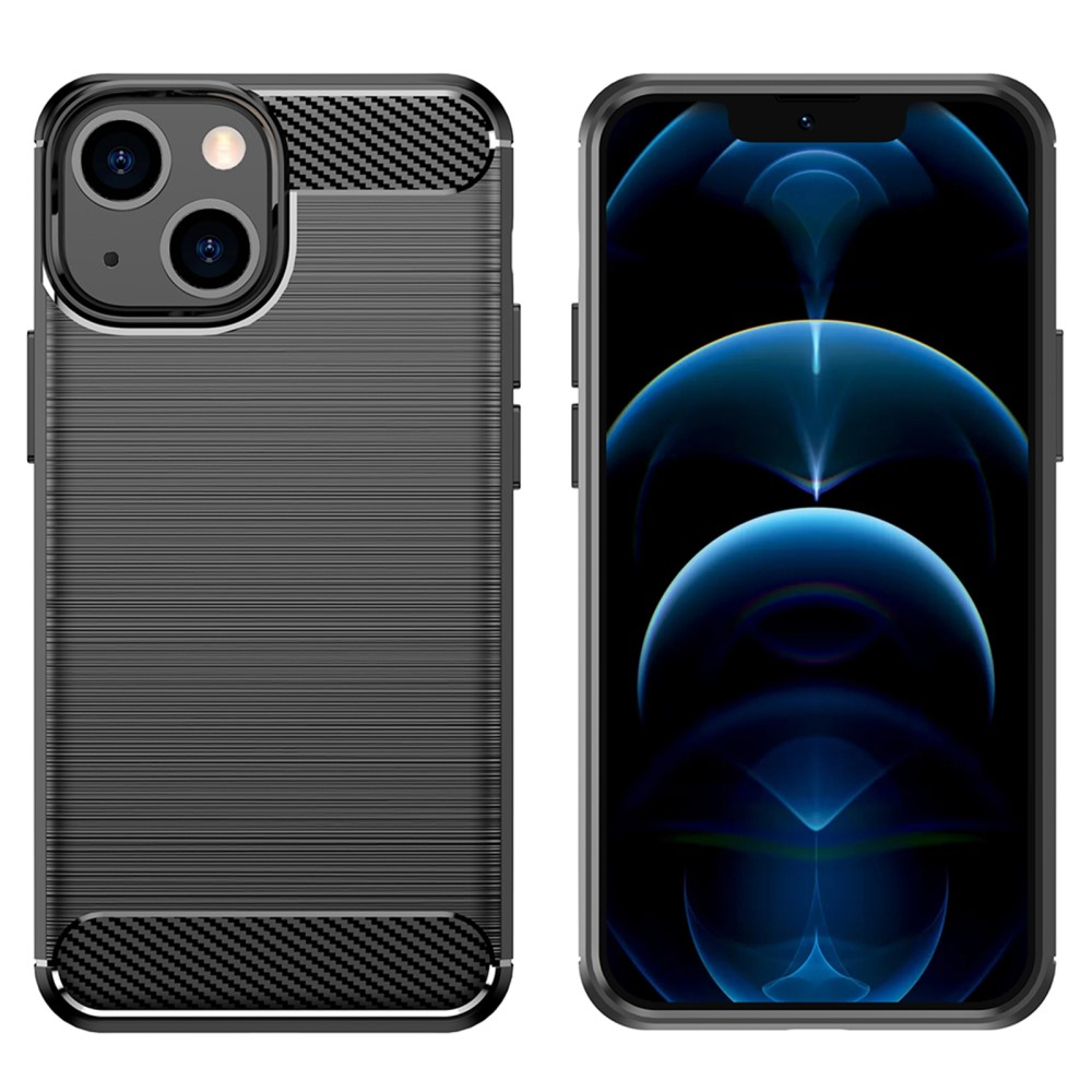 iPhone 13 Gummi Case Schutzhülle Carbon Look - Schwarz