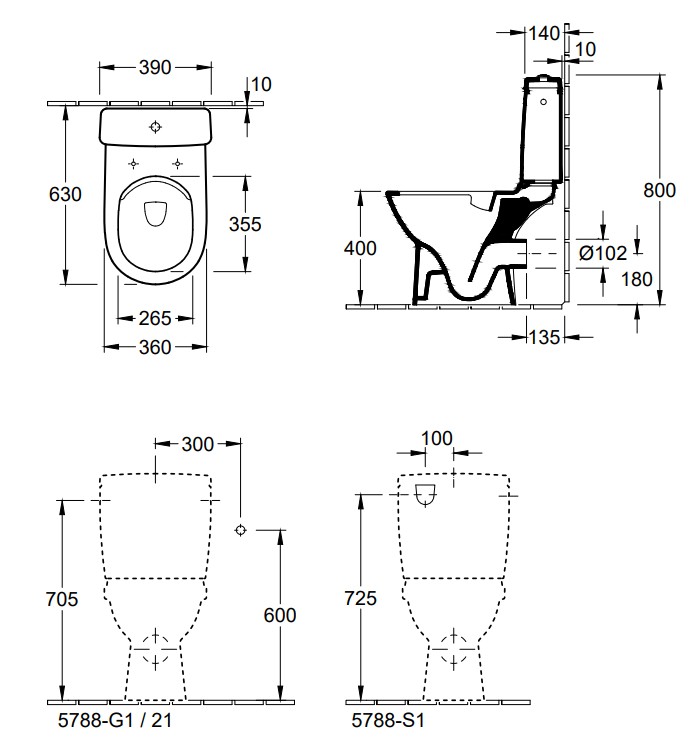 Villeroy & Boch O.novo reservoir CeramicPlus wit glans