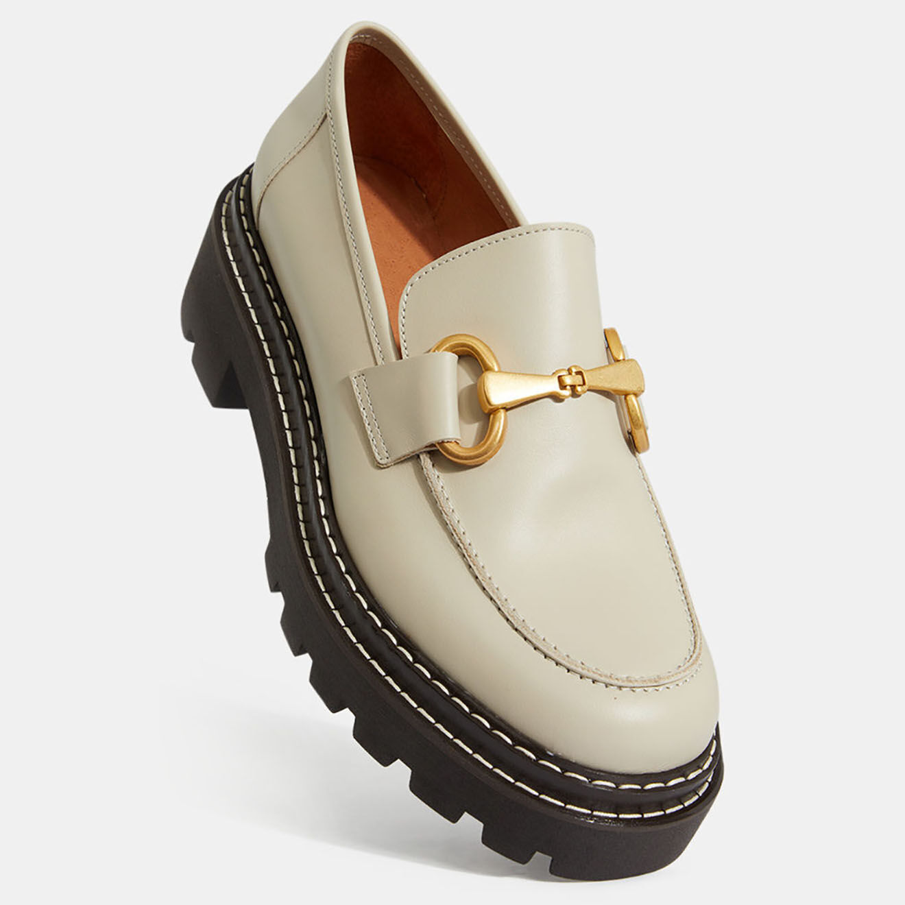 Galeries Lafayette Mocassins en Cuir lisse beiges