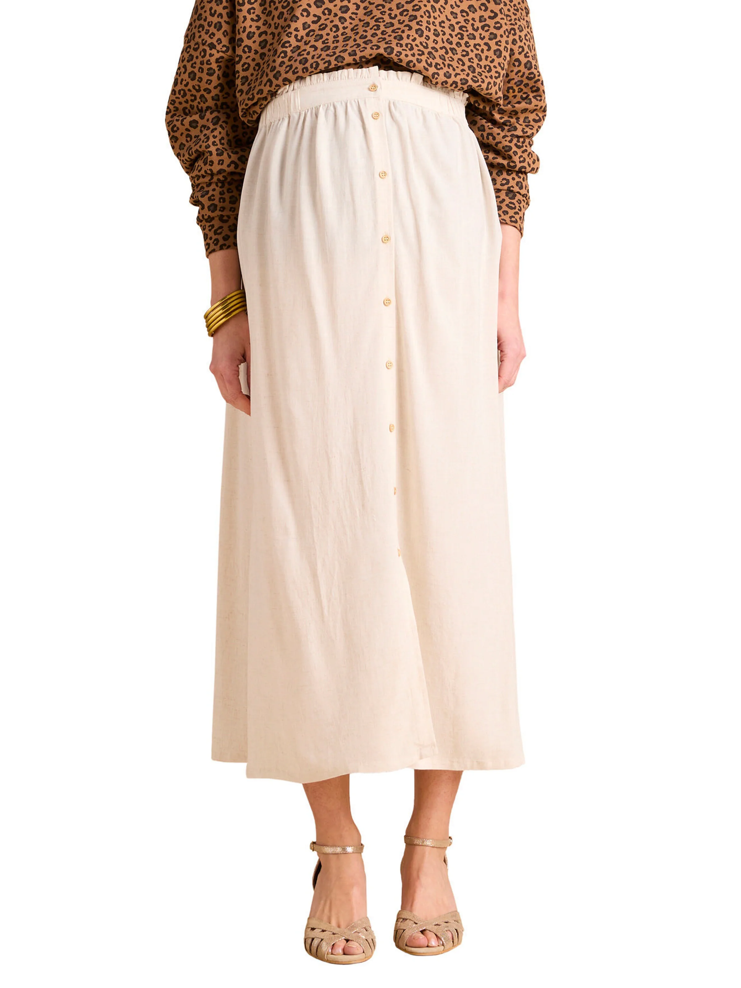 Envie de Fraise Langer Umstandsrock aus softem Leinenmix beige
