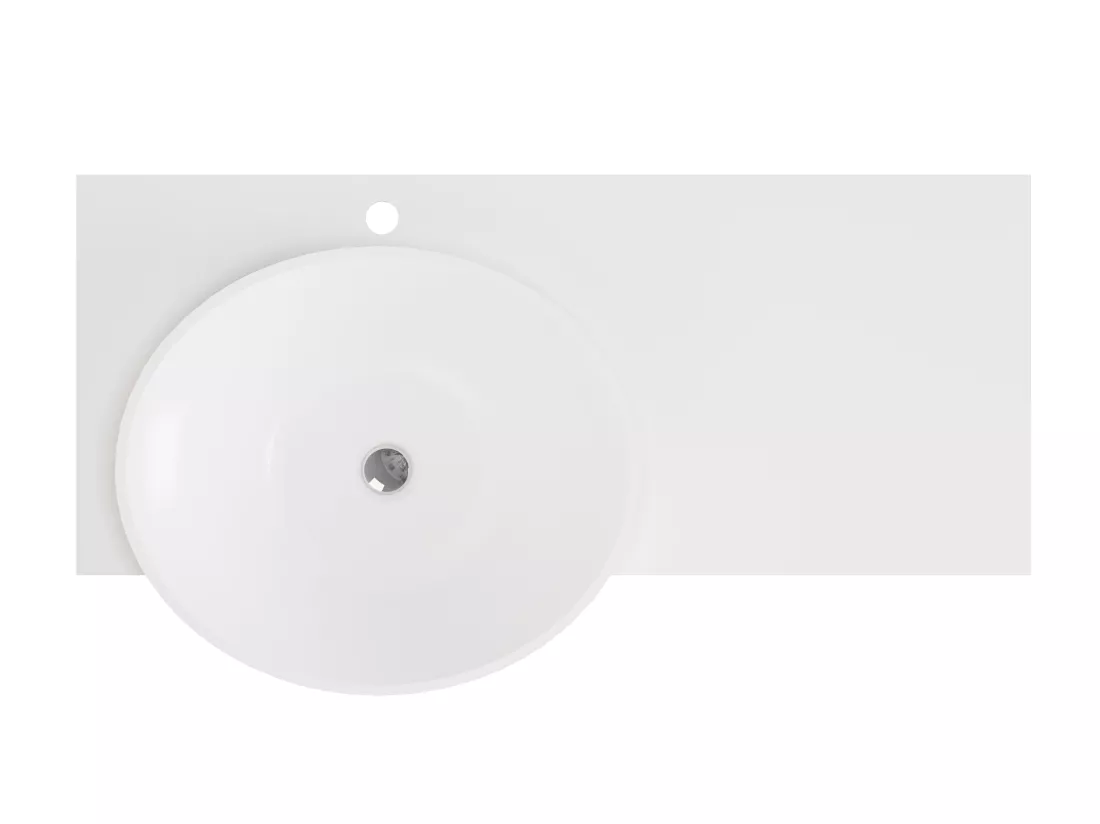 Plan vasque suspendu en solid surface avec porte serviettes - Blanc - L100 x l54 x H20 cm - YUMIKO
