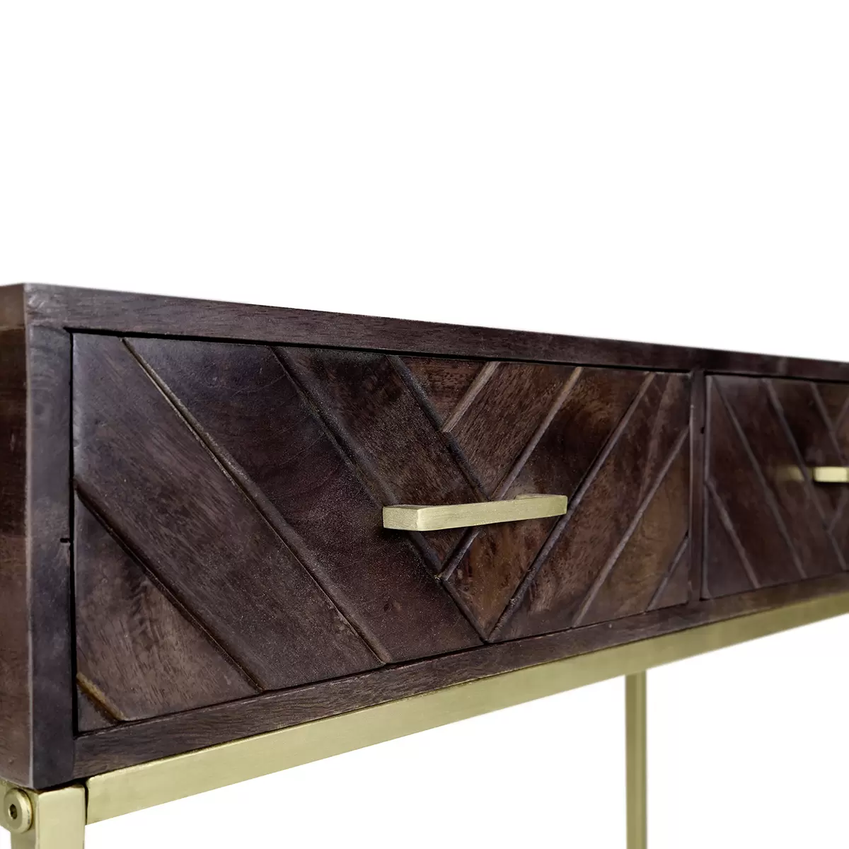 Konsolentisch Fishbone braun,gold
