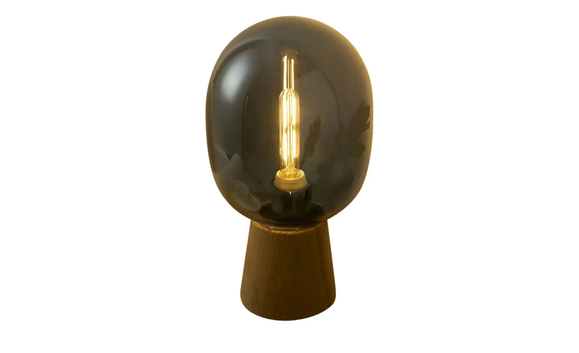 Tischleuchte, 1-flammig, Rauchglas
