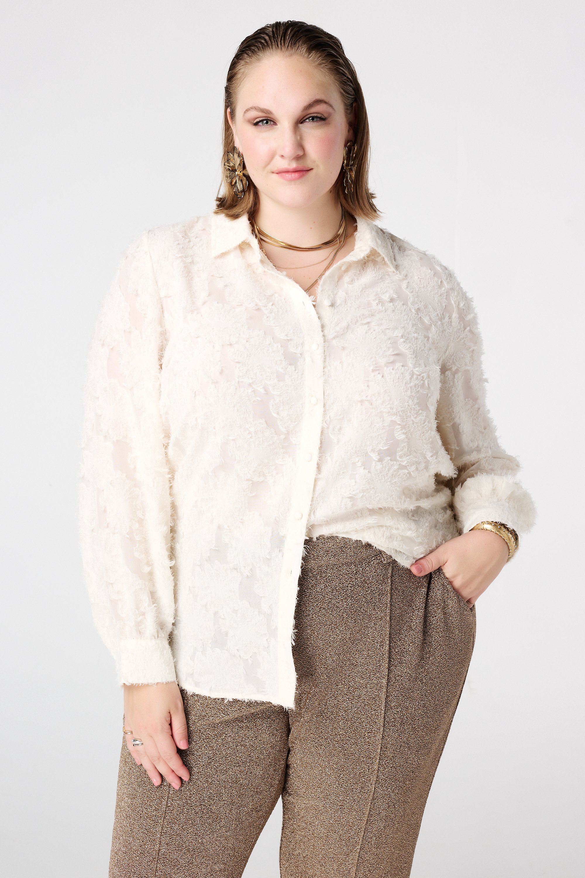 Blouse met structuur Cream