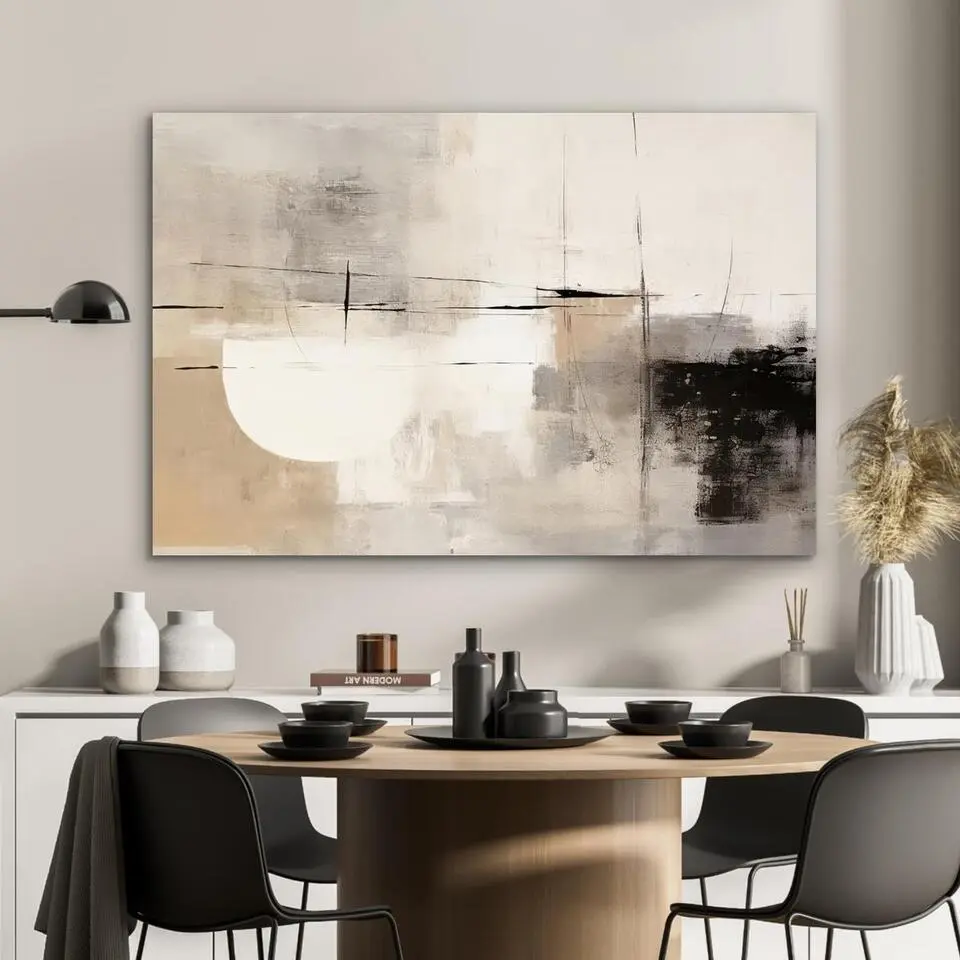 MuchoWow Aluminium Schilderij 120x80cm Abstract Kunst Grijs