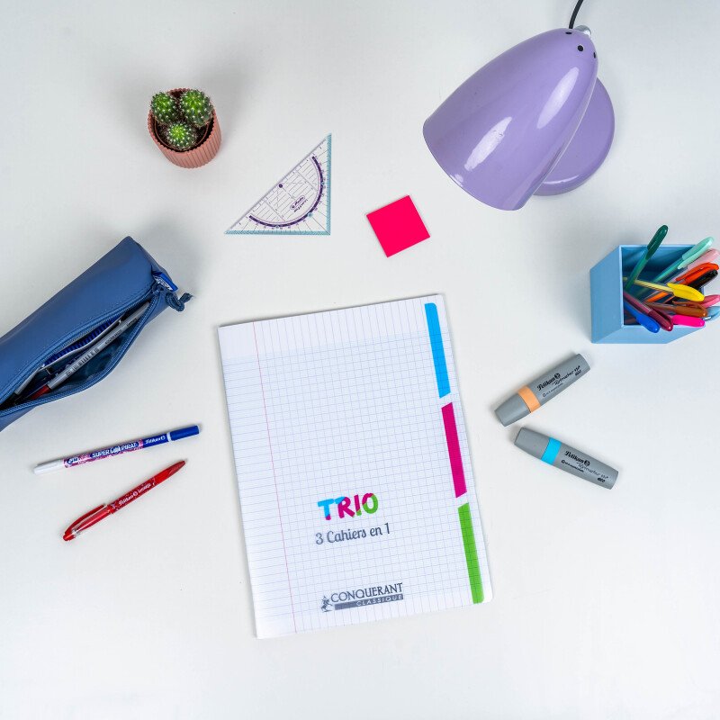 Cahier 3 Sections Conquerant Classique Agrafe 240X320 96P 90G Seyes Polypro Incolore
