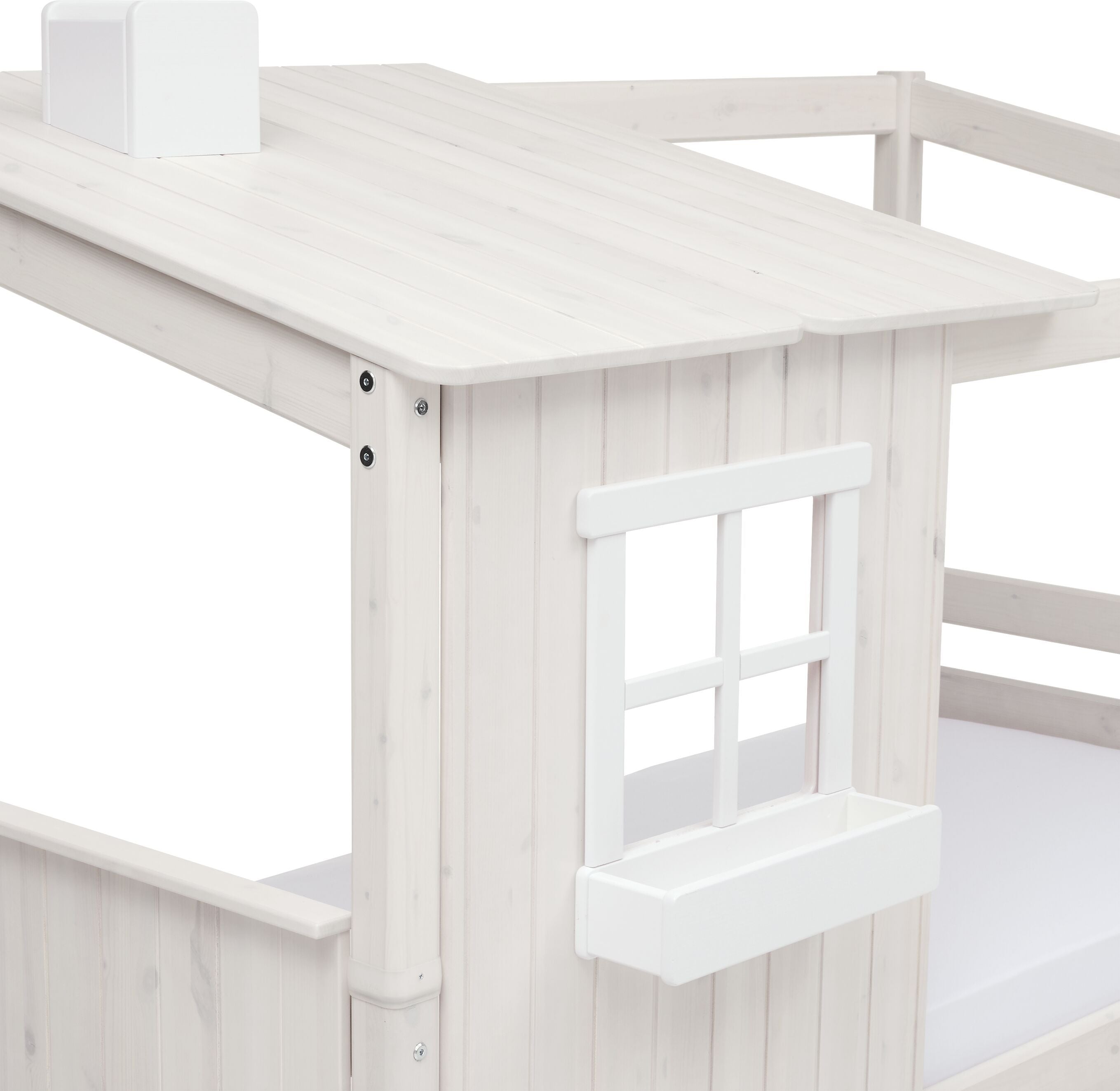 Flexa CLASSIC TREE HOUSE Halbes Baumhaus inkl. Einzelbett - White Wash / B: 112.0 cm x T: 210.0 cm x H: 154.0 cm