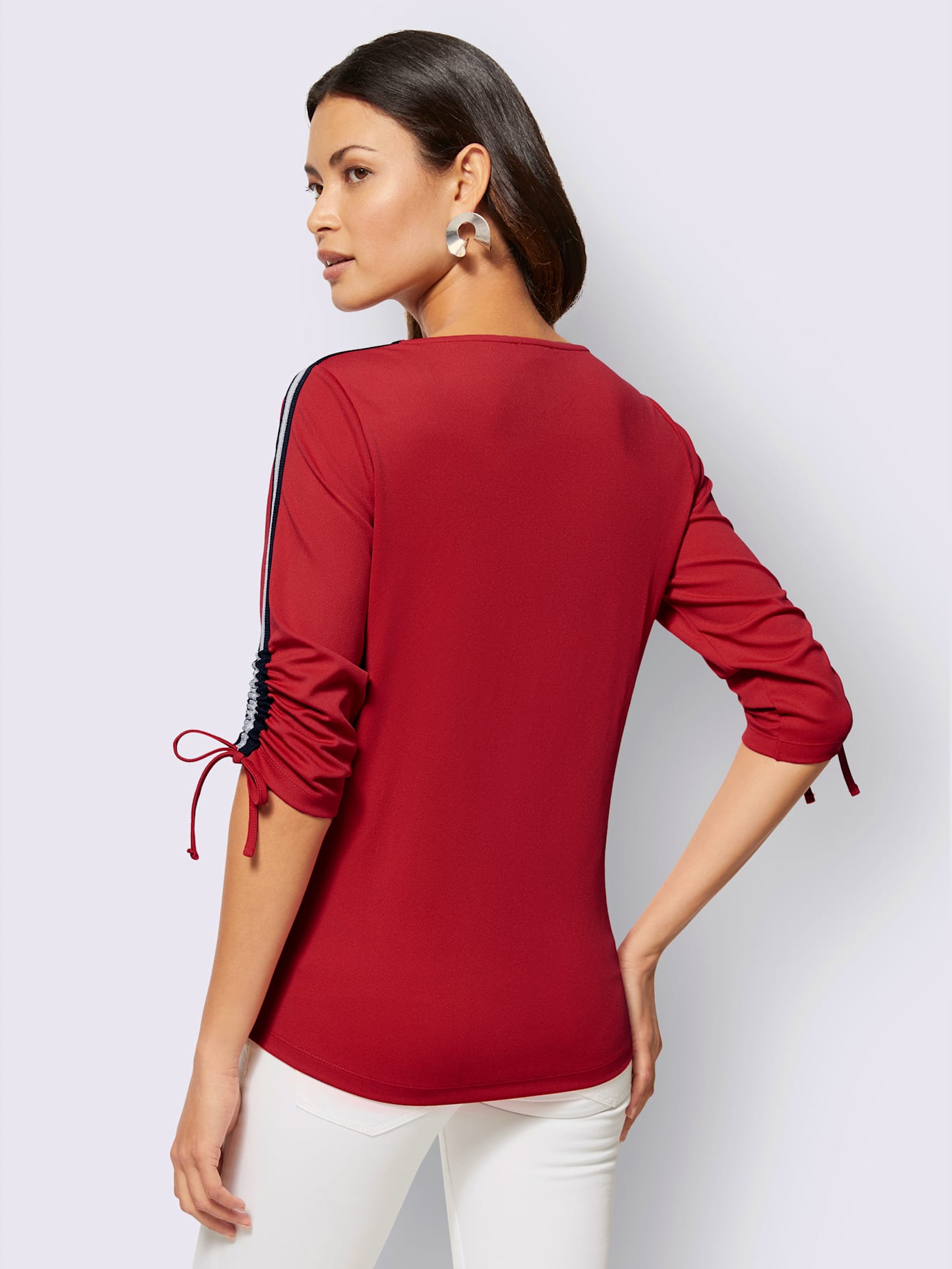 T-shirt à manches 3/4 crêpe et jersey