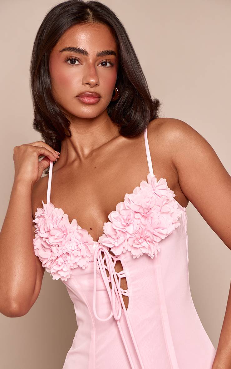 Rose Bébé Robe Longue Évasée En Mousseline À Buste Noué Et Imprimé Fleuri Petite