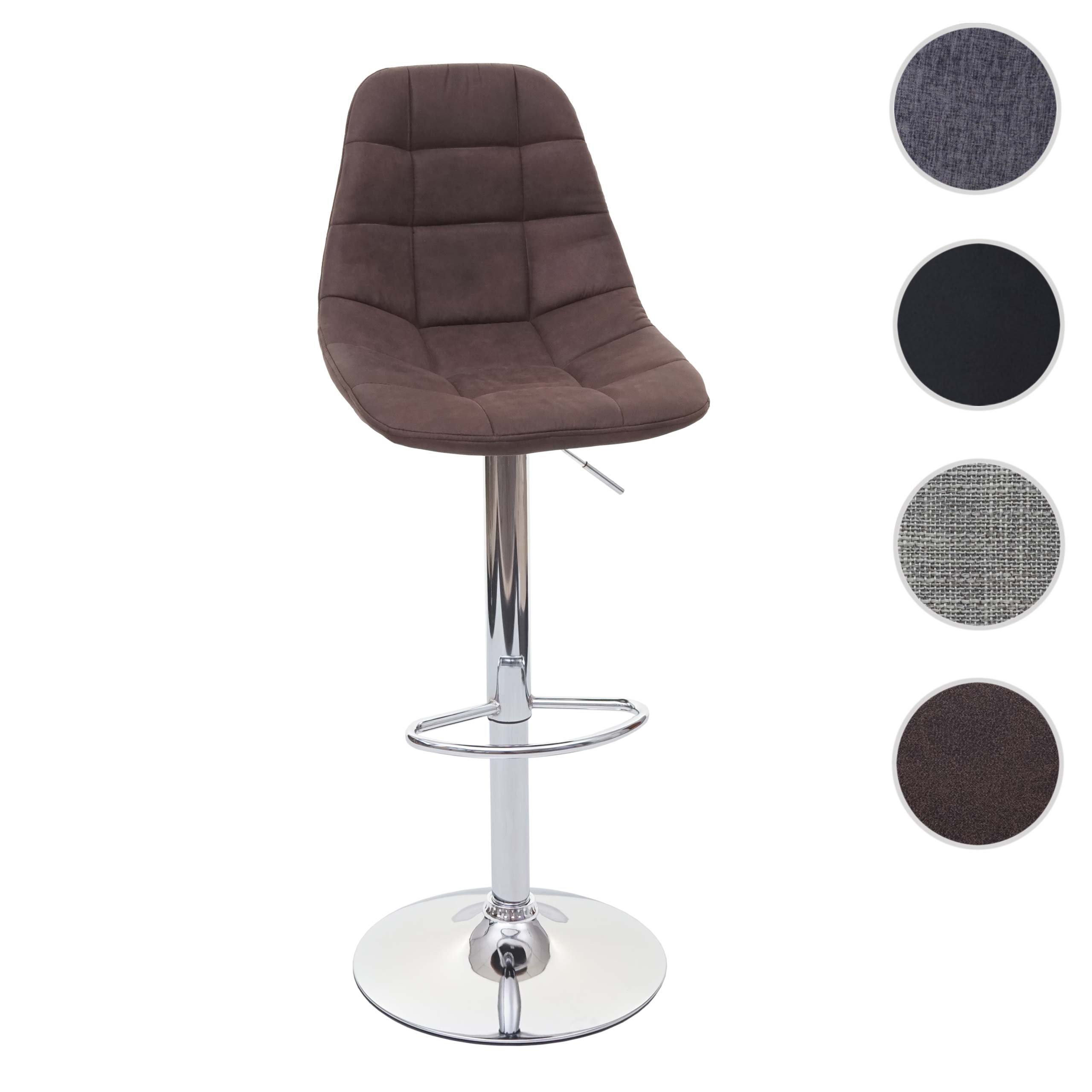 Barhocker MCW-A67, Barstuhl Tresenhocker ~ grau Stoff/Textil, Fuß chrom
