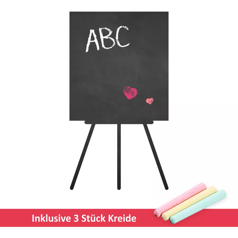 Nikima Wandtattoo 012 Tafel - selbstklebende Tafelfolie Kreidefolie inkl. 3 Stück Kreide schwarz