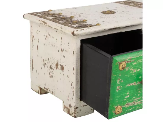 Boîte à bijoux en bois avec détails métalliques blancs 36x15x10h