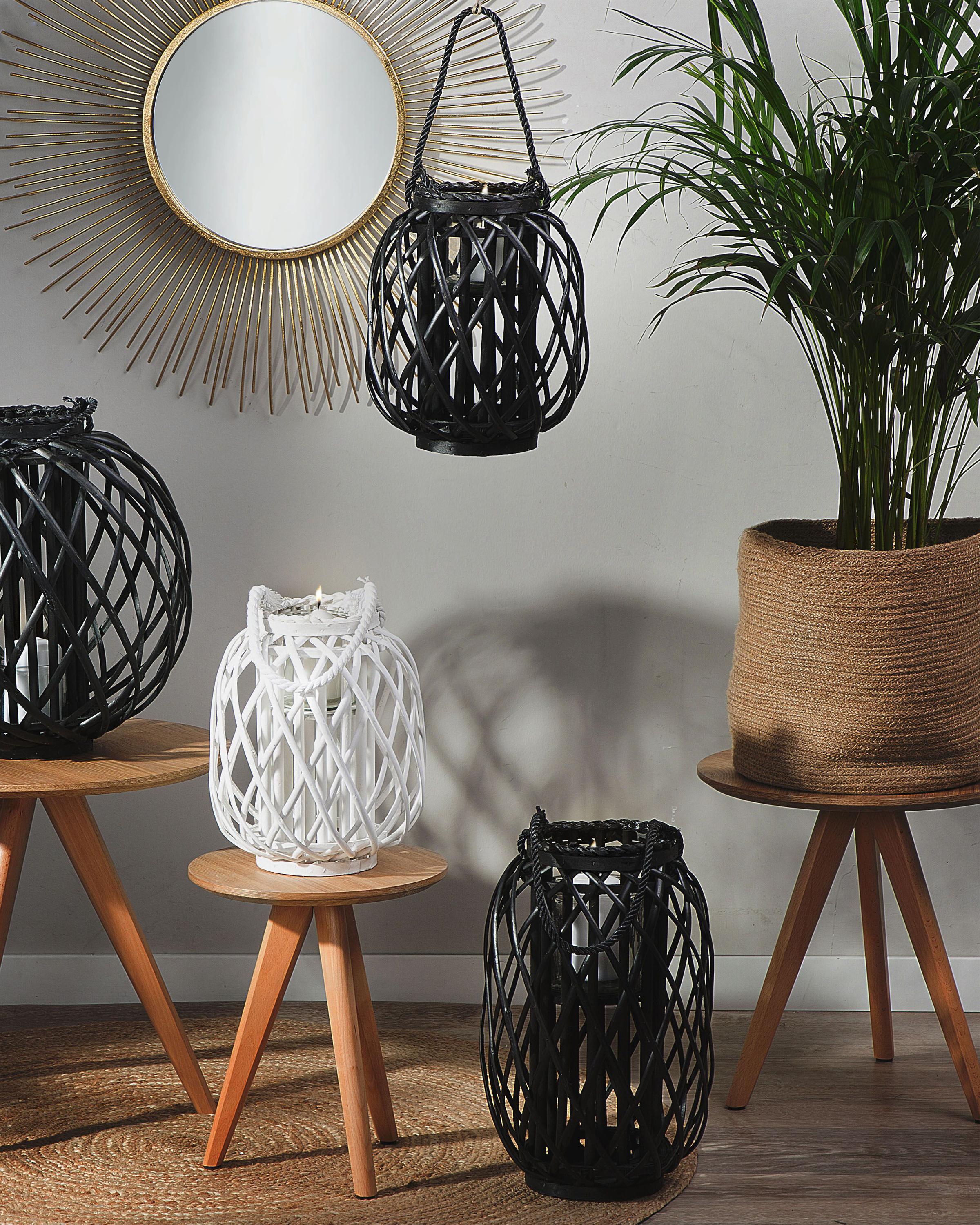 Lantaarn MAURITIUS Wilgenhout 40 cm Zwart