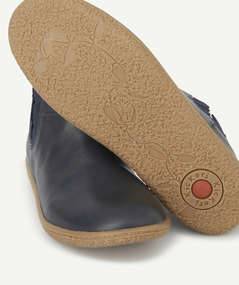 KICKERSBOTTINES FILLE EN CUIR BLEU MARINE AVEC FANTAISIES BRILLANTES