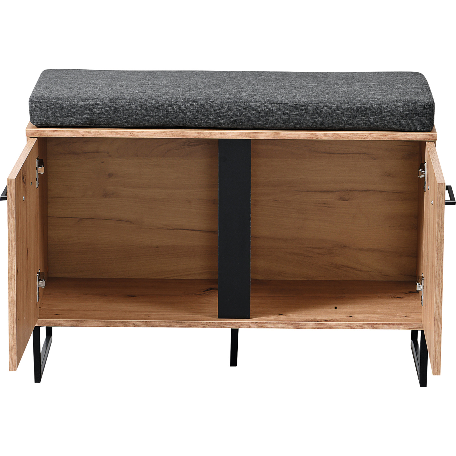 Garderobenbank Sardinia Melamin Artisan schwarz 84.5 x 59.5 x 35 cm